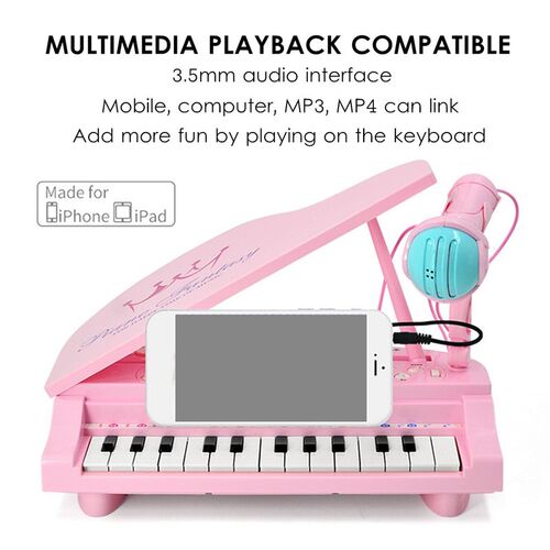 2 Colors 25Keys Keyboard Toy Electronic Organ Kids Piano Mic - 图1