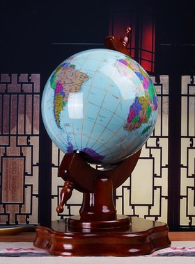 木地球仪办公室摆件客厅书房桌面装饰品开业送礼乔迁新居高档礼品