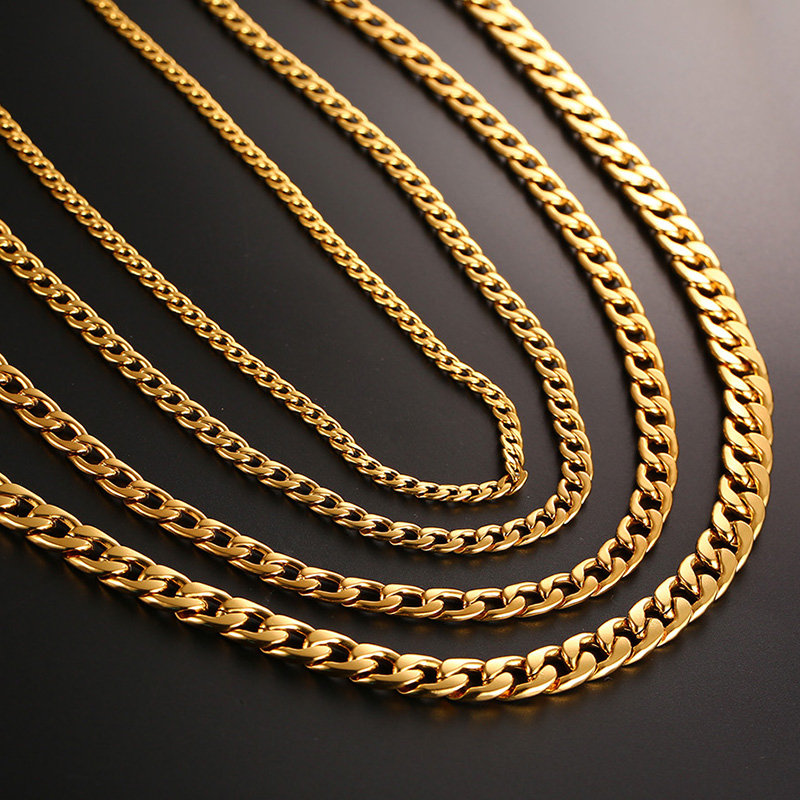 速发Vnox Men's Cuban Link Chain Necklace Stainless Steel Gol - 图3