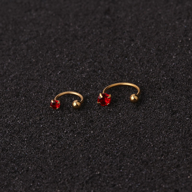 极速1pc 6/8mm Stainless Steel Zircon Cz Hoop Tragus Cartilag-图3