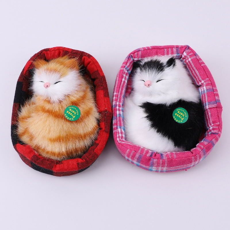 极速Cute Simulation Sounding Sleeping Cats Plush Toys Kids G - 图2