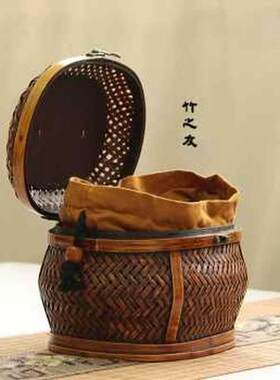 现货竹制品 竹编收纳筐 家用纯手工 手提 小篮子P 编织 竹篮 复古