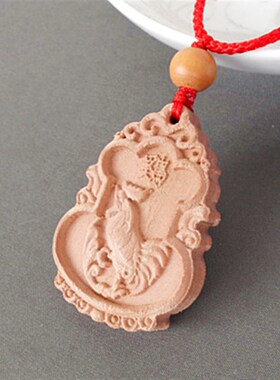 桃木木雕十二生肖鸡挂件饰品生肖鸡项链吊坠饰品男女随身佩戴饰品