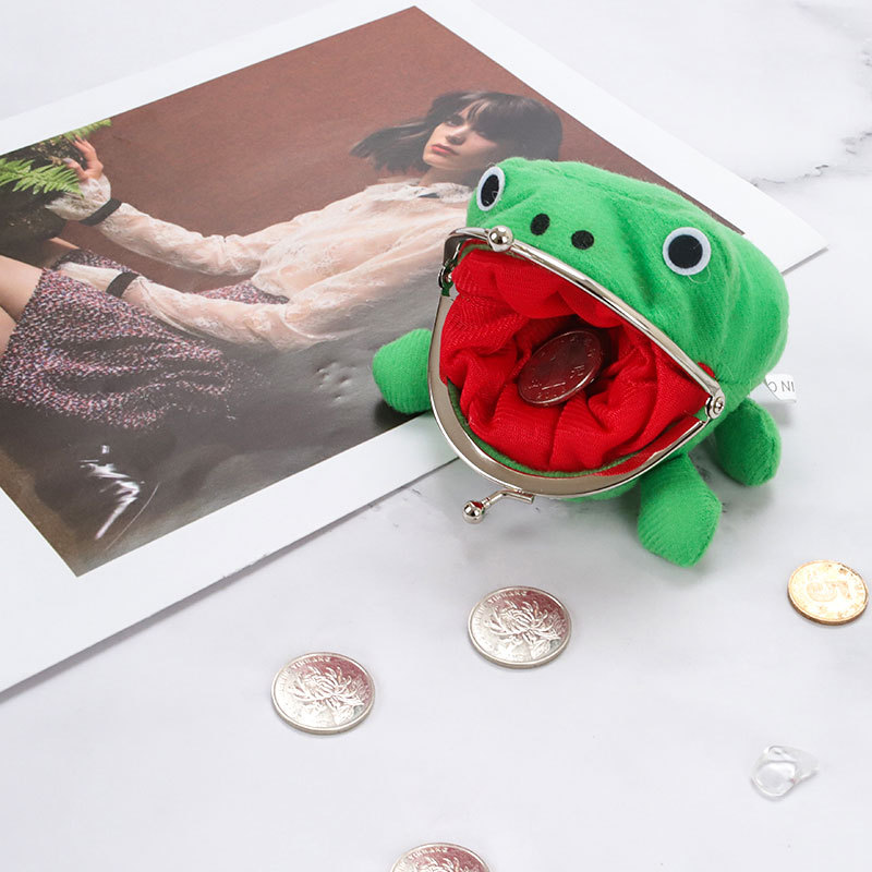 网红1PCS Anime Cartoon Frog Coin Purses Manga Flannel Wallet - 图0