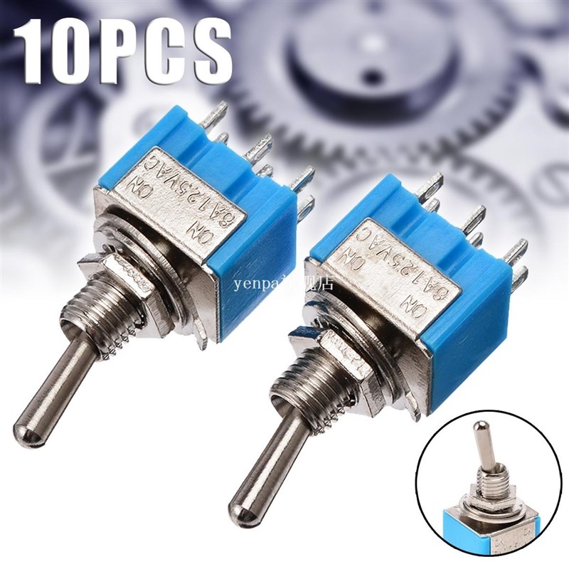 推荐10x MTS-202 6-Pin DPDT ON-ON 6A 125V AC Mini Blue Toggle - 图2