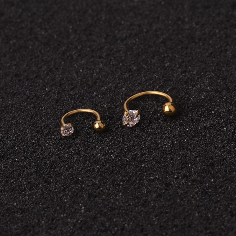 极速1pc 6/8mm Stainless Steel Zircon Cz Hoop Tragus Cartilag-图2