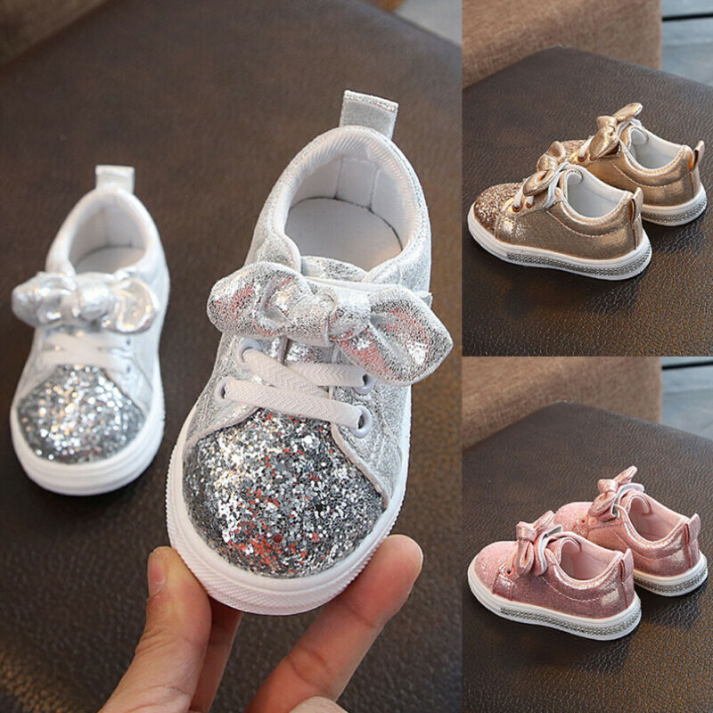 推荐1-3 Years Toddler Baby Girls Bow Sequin Crib Shoe nd Cas-图3