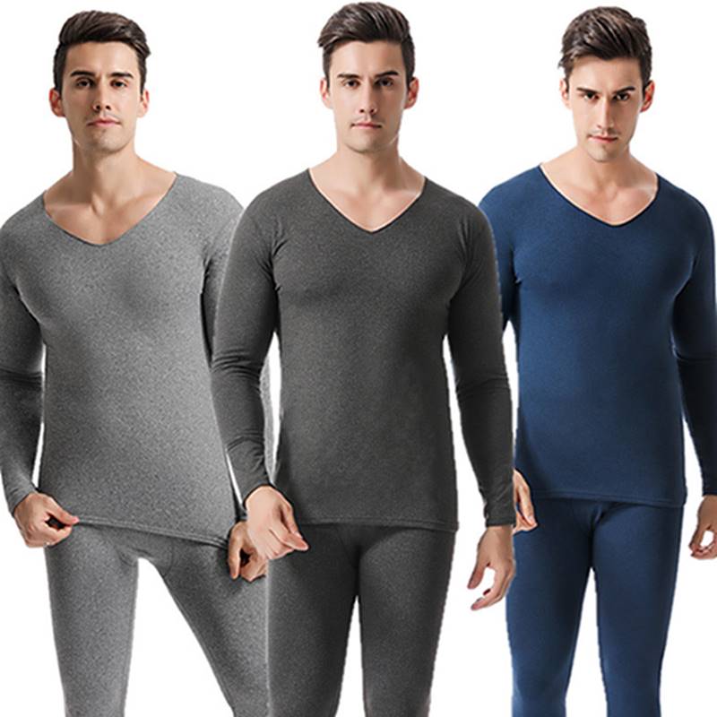 New Men Underwear Long Johnxs suit Velvet Thermal Sets Men W - 图0