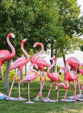 火烈鸟大型摆件园林雕塑玻璃钢仿真动物户外婚庆花园造景庭院装饰