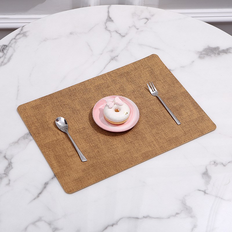 Rectangle Place Mat Tableware Pad PU Leather Waterproof Heat - 图0