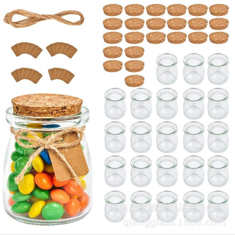 3.4盎司l玻璃布丁q瓶加厚牛奶杯蜡烛杯木塞玻璃瓶糖果礼品罐,淘宝优惠券,粉丝福利购,淘宝优惠卷