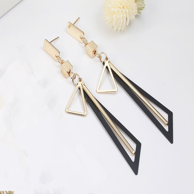 推荐Creative geometric color triangle earring women fashion - 图2