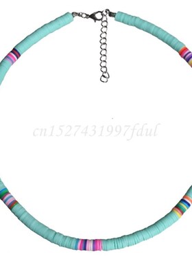 小众高货Bohemian Beach Colorful Clay Beaded Choker Boho Rain