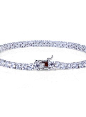 欧美ins爆款4mm 锆石网球手链 男士嘻哈手链TeMnnis bracelet