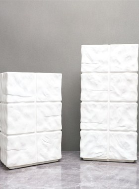 新中式白色树脂花器花插样板房售楼部卧室书房客厅餐厅桌面饰品