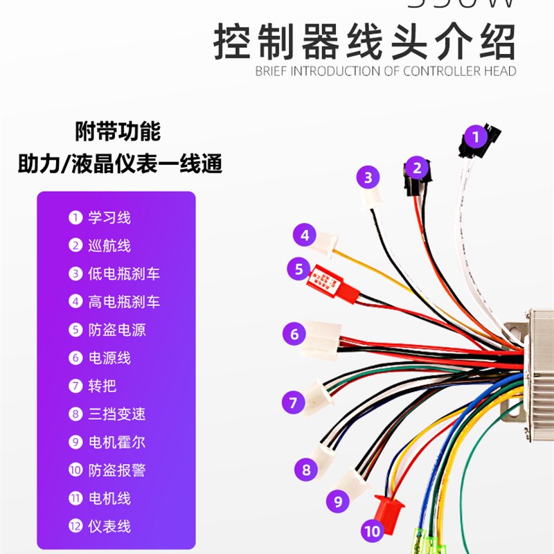 电动瓶机车三模正l弦波矢量变频直流无刷马达控制器通用48v6 - 图1