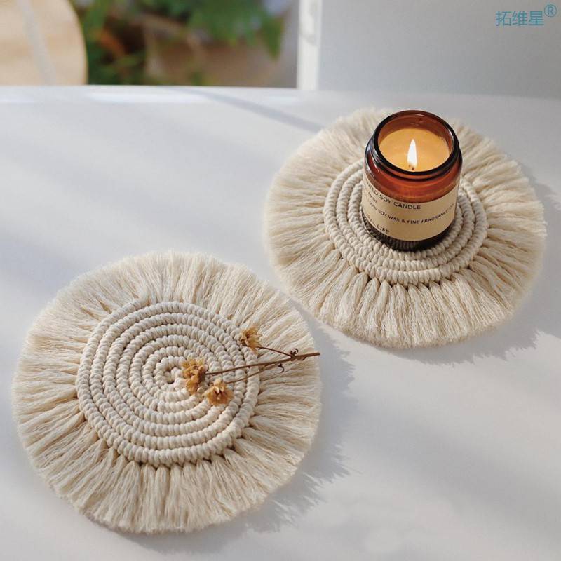 推荐Cups Mats Home Creative Cotton Braid Coaster Handmade - 图0