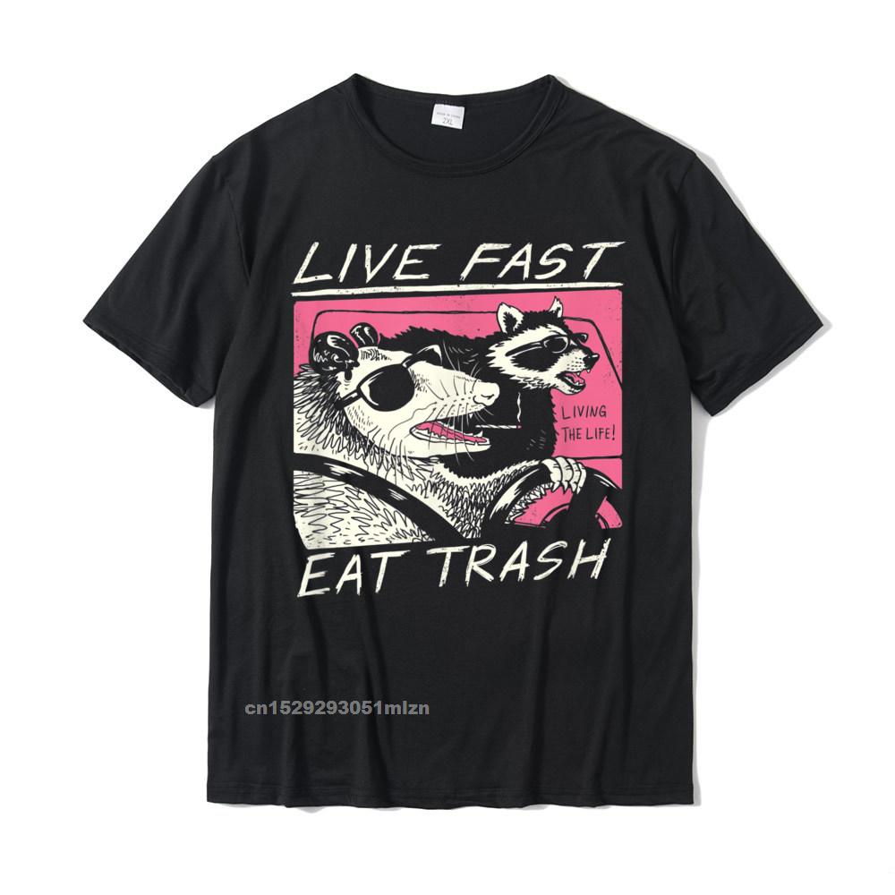 Live Fast! Eat Trash! T-Shirt Design T Shirts Camisas Hombre - 图1