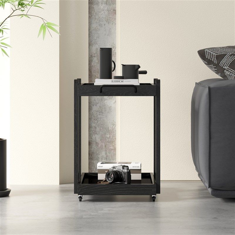 实木小推车边几客厅沙发边桌可移动边柜现代简约黑色小茶几侘寂风,淘宝优惠券,粉丝福利购,淘宝优惠卷