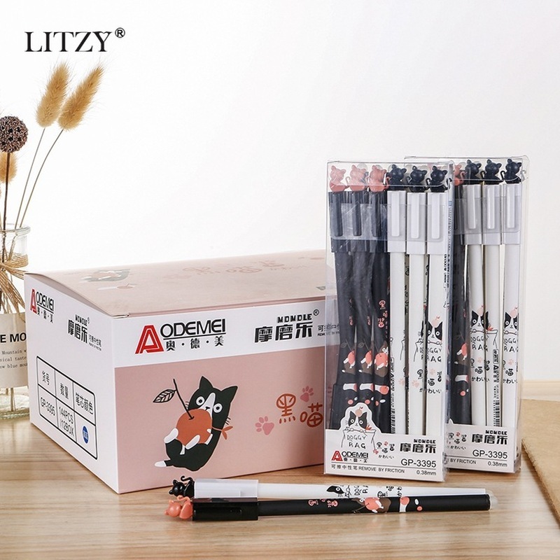 极速25Pcs/Lot Cat Erasable Pen Set Cute nicorn Pens Washable-图1