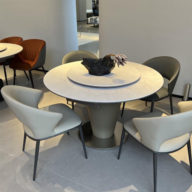 CZ061功能圆餐台1.2米微晶石圆餐桌1.55米椭圆桌拉伸功能餐桌转盘,淘宝优惠券,粉丝福利购,淘宝优惠卷