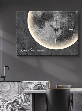 WU1P现代简约l电表箱装饰画月球感带钟表电闸开关遮挡挂画砂岩