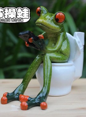 厂促笔筒办公意桌小可摆件爱青蛙家居饰品办公室创礼品休闲面工艺