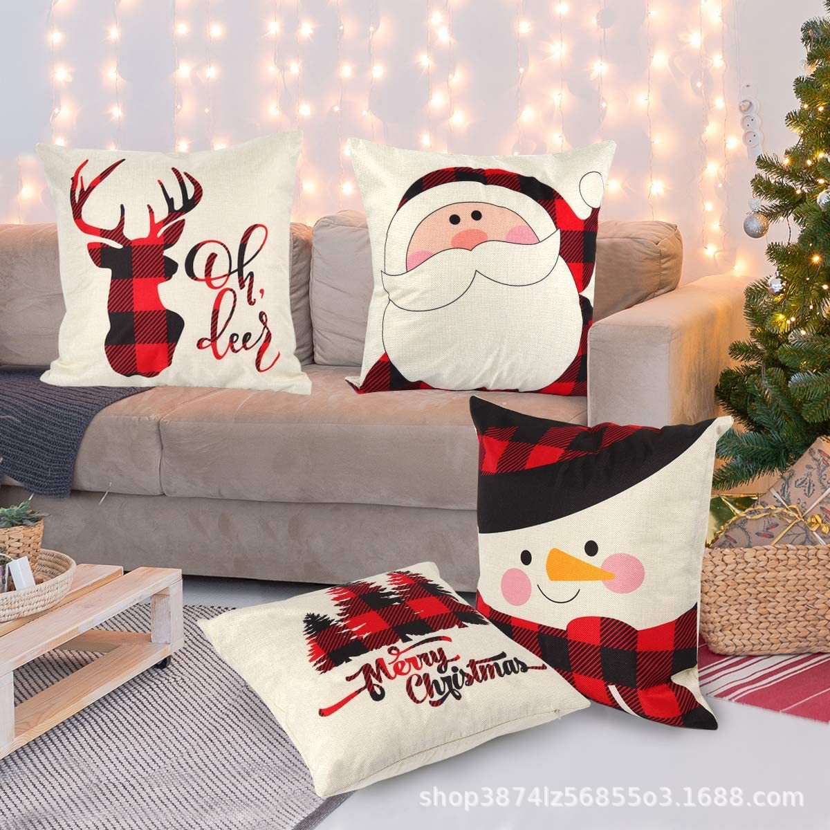 极速Christmas pattern indoor and outdoor decoration sofa pil - 图1