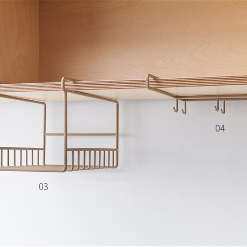 精品厨房a隔板挂架2公分橱柜下挂篮吊柜碗碟分类铁艺收纳篮置物架 - 图1