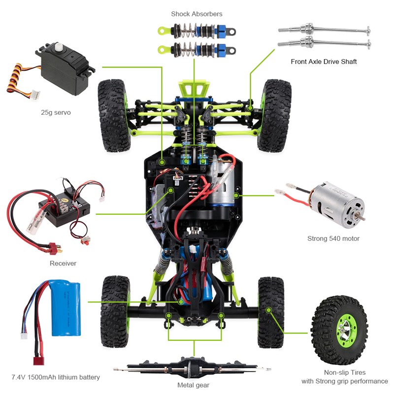 推荐WLtoys 12428 RC Car 4WD 1/12 2.4G 50KM/H High Speed Mons-图0