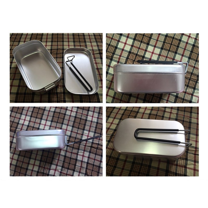 Mini Foldable Alloy Stainless Steel Picnic Box Dinner Pail L - 图0