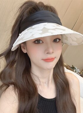 小众高货日本网红空顶帽女夏天防紫外线遮阳帽子韩版大檐显脸小防