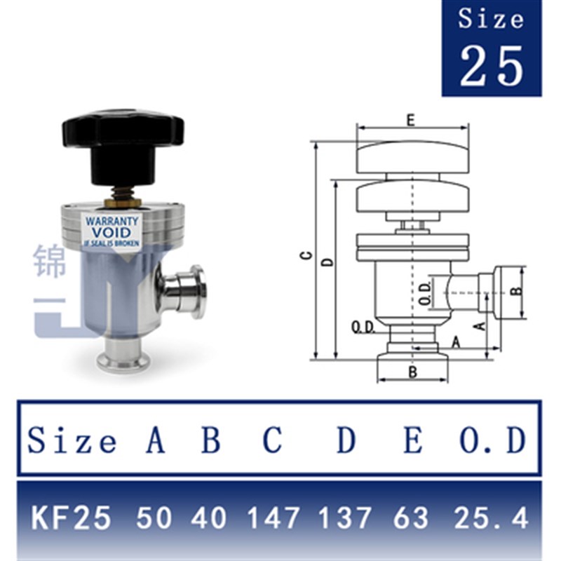 23高真空挡板阀KF手n动角阀GDJ-16快装25阀门40夹头50管件304不 - 图1