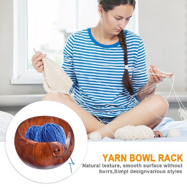 速发Wooden Yarn Bowl Knitting Yarn Bowl For Knitting Lover R-图3