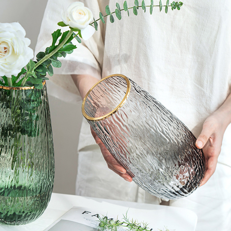 Creativ  hammer patternSggold-painFted glass vase lar eeorna - 图2