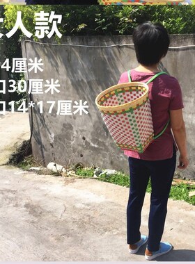 现货..摘茶叶i竹编背娄篮子采66的神器篓茶篓竹篓农用采茶采摘篮
