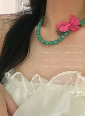 甲状腺术后遮挡神器夏天甜美花朵珍珠项链小众设计高级感气质配饰