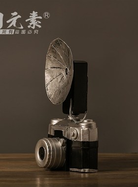 复古老式照相机模l型工艺品创意酒吧摆件家具橱窗陈列美式软装饰