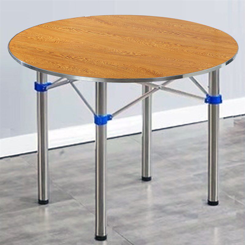 大圆桌台面板转盘不锈钢腿折叠圆餐桌  酒店食堂乡村家用吃饭桌子,淘宝优惠券,粉丝福利购,淘宝优惠卷