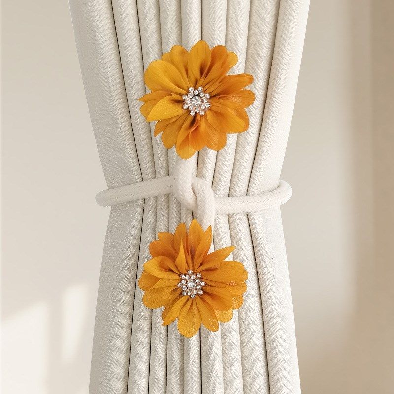 简约窗帘绑带一对装o轻奢纱帘捆绑带创意花朵扣环束带配饰点缀,淘宝优惠券,粉丝福利购,淘宝优惠卷