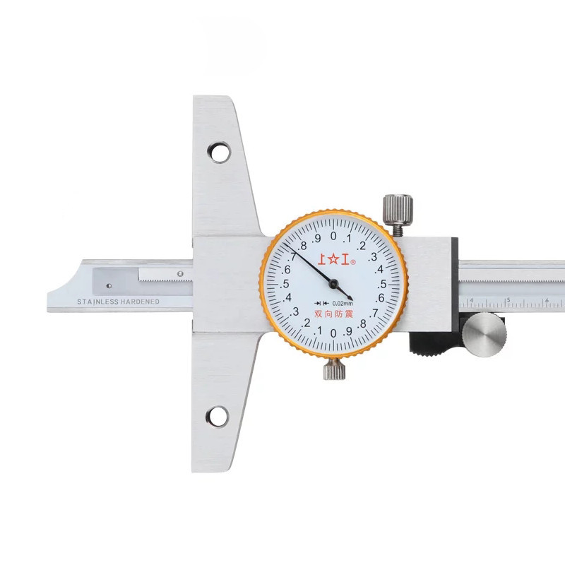 【上工带a表深度1尺】0-卡50 0-20度 0-300 0.02精0带表深度卡尺-图2