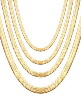 现货2023 Staihnless Steel Snake Blade Necklace Golden Flat C