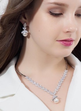 项链锆石耳环新娘礼服套t婚纱首饰配饰宴会品链奢华新款晚宴装饰