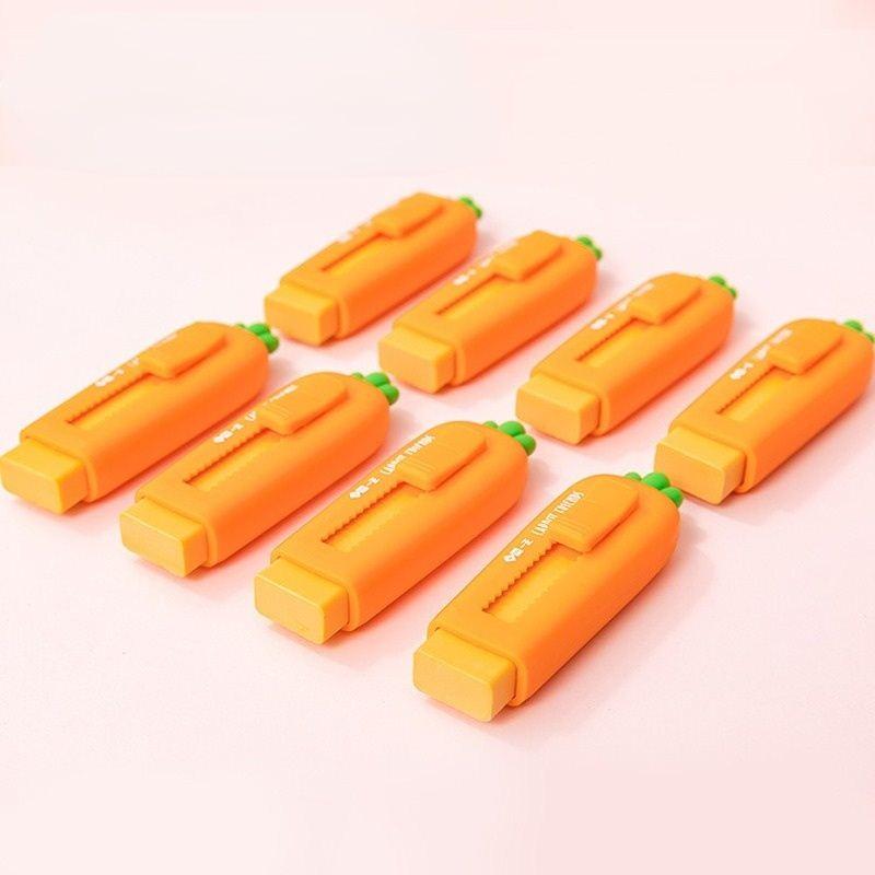 速发Korean Stationery Cute Carrot Push Pull Eraser Student - 图1