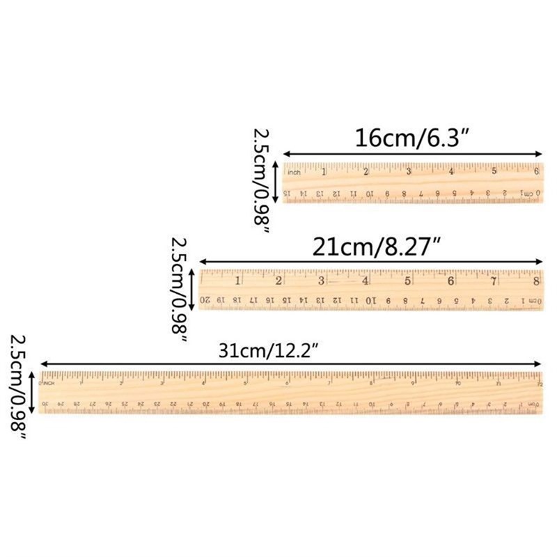 High Quality 15cm 20cm 30cm Wooden Ruler Metric Rule Precisi-图0