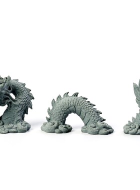 新品青砂石龙f摆件微景观假山小鱼缸盆景造景家居装饰品中国龙创