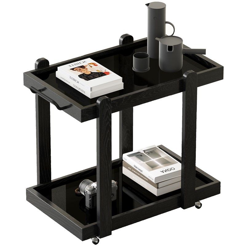 实木小推车边几客厅沙发边桌可移动边柜现代简约黑色小茶几侘寂风,淘宝优惠券,粉丝福利购,淘宝优惠卷