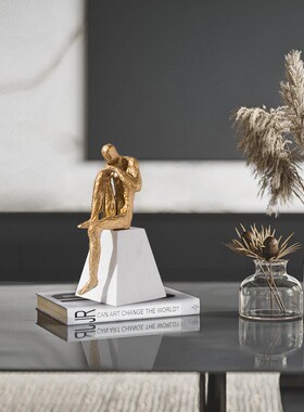 新中式抽象铸铁金属人物摆件样板间书房办公室酒柜书柜装饰品