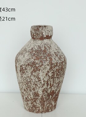 复古花瓶粗陶侘寂风赤贫民宿陶z罐新中式陶瓷插干花禅意家居摆件