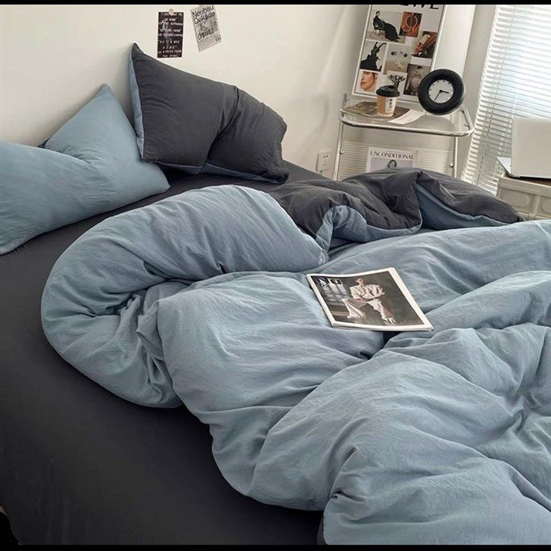 四件套全棉水洗棉纯色双拼被套床单学生宿舍三件套床上用品,淘宝优惠券,粉丝福利购,淘宝优惠卷